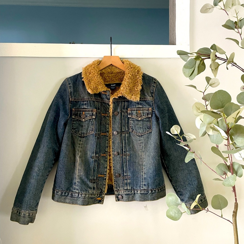 Vintage Y2K Old Navy Faux Fur Jean Jacket